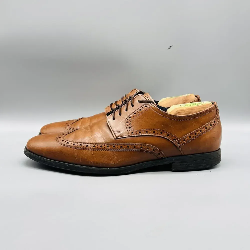 Cole Haan Shoes Mens 9.5 Brown Leather Signature Wingtip Oxford Grand OS Slip On